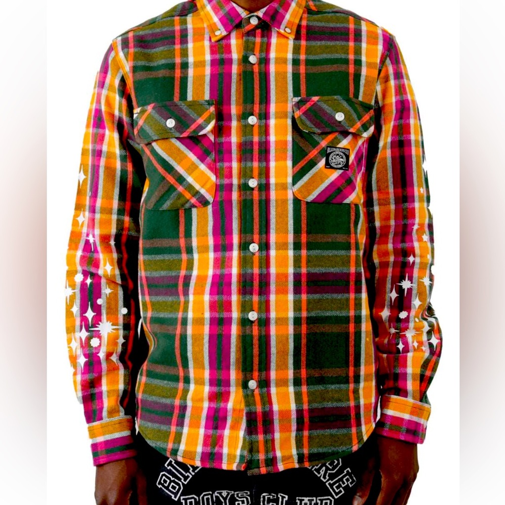 Billionaire Boys Club Horizon Cotton Flannel Button-Down Shirt in Pineneedle